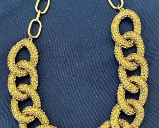 Item 324:  J. Crew Chunky Silver Tone Necklace with Pave Rhinestones: $34