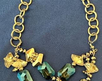 Item 334:  Aqua and Rhinestone with Chain: $34