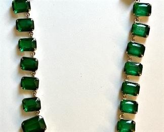 Item 338:  Tasha Green Rhinestone Necklace: $24