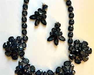 Item 328:  J. Crew Dark Blue Flower Bead Necklace: $58