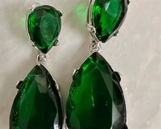 Item 355: Kenneth Jay Lane Tear Drop Dangle Emerald Green Earrings: $38