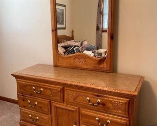 Maple dresser and mirror