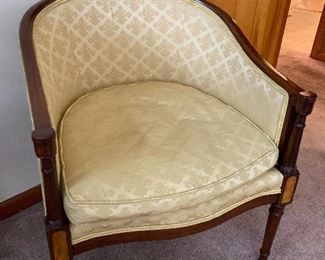 Antique wood trim club chair