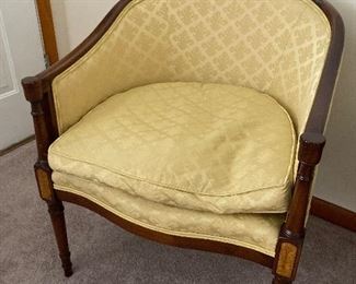 Antique wood trim club chair