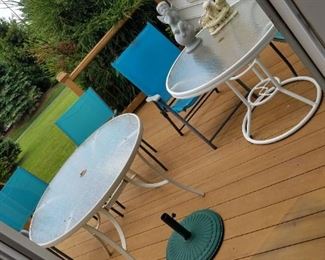 2 outdoor tables and 4 chairs