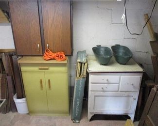 Metal and wood cabinets