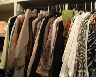 Master closet  - Lots of ladies clothing sizes small & medium. Name brand and designer.