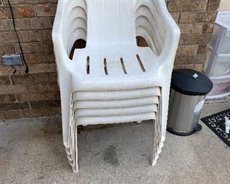 Plastic chairs on pstio