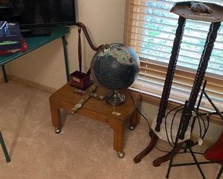Table, rolling stool, globe & miscellaneous 