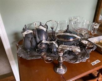 Silver & silver plate in dining room