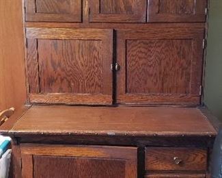 Early hooiser Tin top has contact paper cover