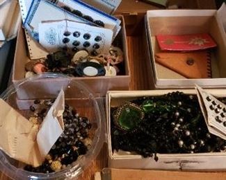 Glass beads and vintage buttons