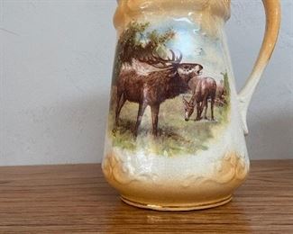 Moose transferware pitcher