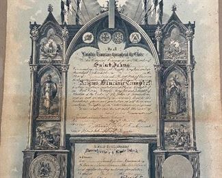 Vintage Knights Templar certificate