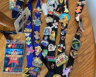Disney lanyards with vintage pins.