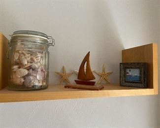 Lots of seashells and coastal decor