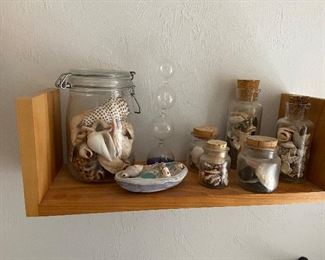Seashells on floating shelves 