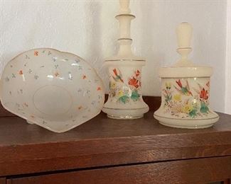 Antique painted dresser jars