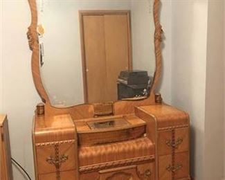 Vintage Waterfall Mirrored Dresser 