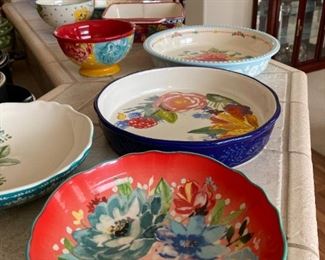 The Pioneer Woman pie plates and bowls
