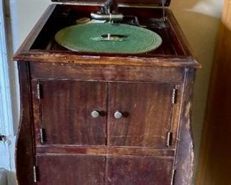 antique Victorola Victor Talking Machine in stand