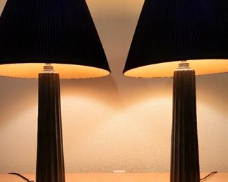 Pair Black/Bronze Iron table lamps $250 or bid #8