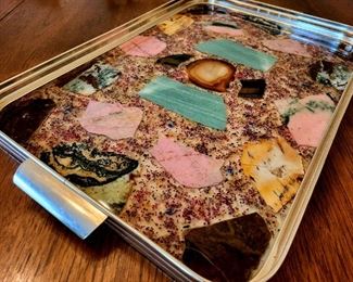 Natural sliced Agate Serving Tray