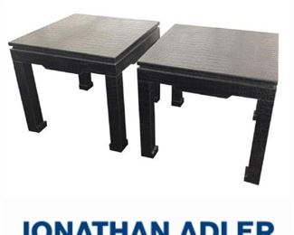 Pair Jonathon Adler Embossed Leather Side Tables $429 or bid #13