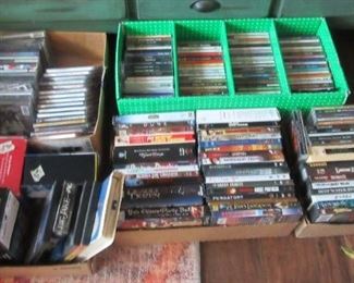 CD's - DVD's - VHS tapes. Large assortment.