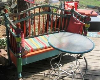 More outdoor decorative furniture near pool.