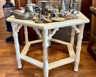 Hexagonal Hollywood  Regency Lamp Table 