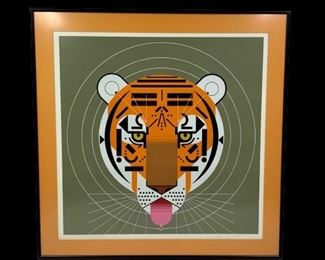 Outstanding 1979 Signed & Numbered (1840 out of 2500) Charles Harper Serigraph Silkscreen “Cool Carnivore”, professionally framed under non-glare glass 25 1/4” x 25 1/4”. 