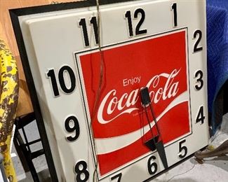 Large 36” x 36” Mid Century light up Working Coca Cola wall clock 