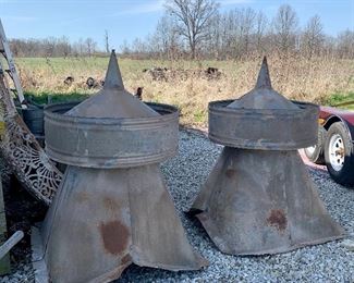 Pair of old 58” x 40” Galvanized Barn Cupolas with pointed finial 