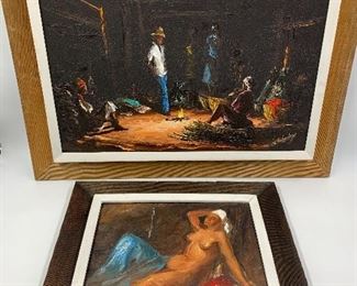 Pair of Mid Century era oil paintings, each signed by the artist 