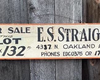Vintage 48” long hand painted wood “For Sale” land real estate Advertising sign 