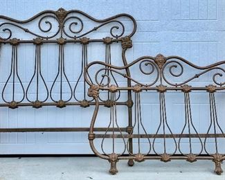 Fantastic antique gilded Iron bed headboard and footboard 