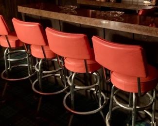 5 pc Retro melon vinyl swivel bar stools with backrest 
