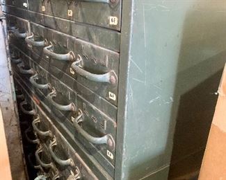 Vintage industrial metal multi drawer cabinets 