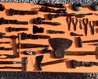Antique and Vintage Hand Tools, wood working tools, hatchets, wrenches, pliers, etc