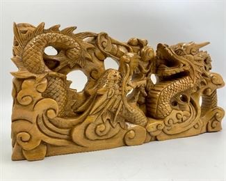 Superb Carved wood Thai Dragon carving 