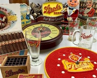 Stroh’s Beer advertising, large Blue Nunn bank, Cigar Counter Advertising Display, Clean Bartender Novelty wind up with the Box 