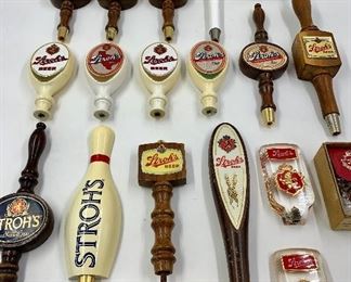 Large variety of vintage Stroh’s Beer Tap Handles
