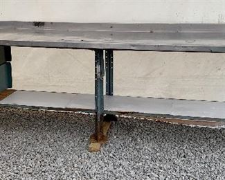 Fantastic vintage 10’ long Stainless steel top industrial work bench