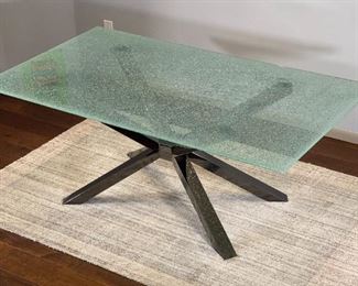 Crackled Glass Contemporary Dining Table 29.75 x 41.5 x 75in HxWxD