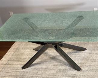 Crackled Glass Contemporary Dining Table 29.75 x 41.5 x 75in HxWxD