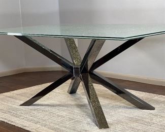 Crackled Glass Contemporary Dining Table 29.75 x 41.5 x 75in HxWxD