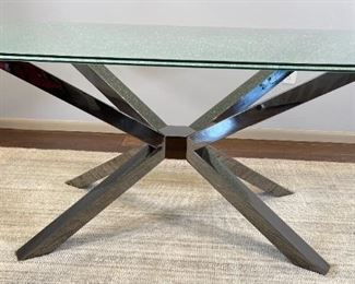 Crackled Glass Contemporary Dining Table 29.75 x 41.5 x 75in HxWxD