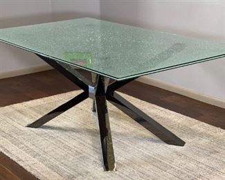 Crackled Glass Contemporary Dining Table 29.75 x 41.5 x 75in HxWxD