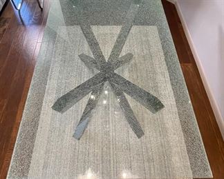 Crackled Glass Contemporary Dining Table 29.75 x 41.5 x 75in HxWxD